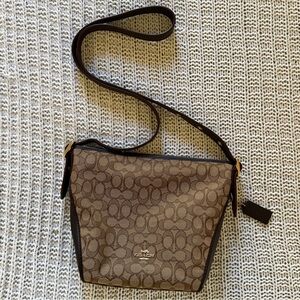 NWOT Coach Signature Small Dufflette Signature Jacquard Tan/Brown Crossbody Bag